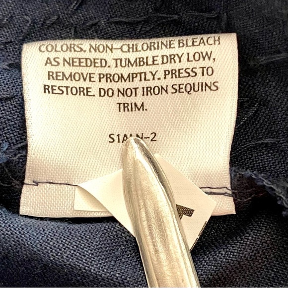 Eileen Fisher Blue Irish Linen Sequin Tank Top Cami Size XS Breathable Summer - Picture 9 of 11